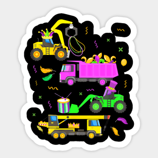 Construction Vehicle Mardi Gras For Toddler Boys Kids Youth Sticker